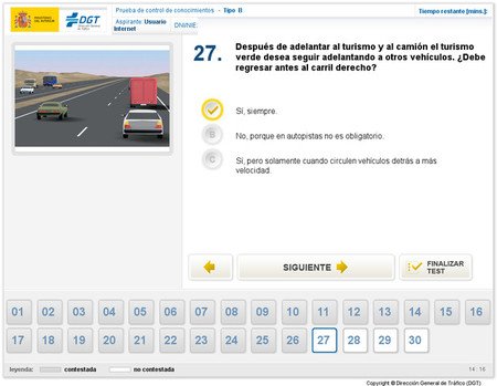 Test DGT examen teorico comun permiso B